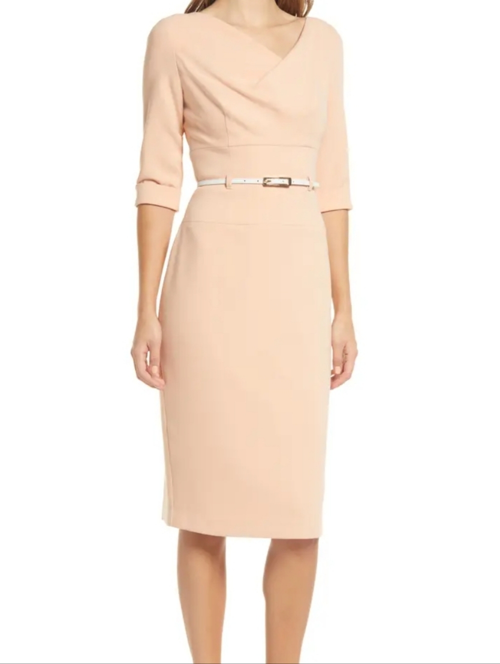 NWT Black Halo Women's Belted Sheath Skirt in Blush Size 6